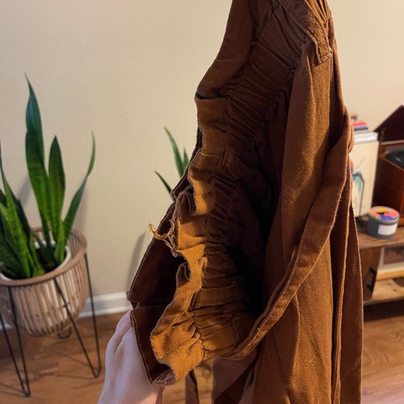 high waisted button up tie pants brown - Picture 4 of 5